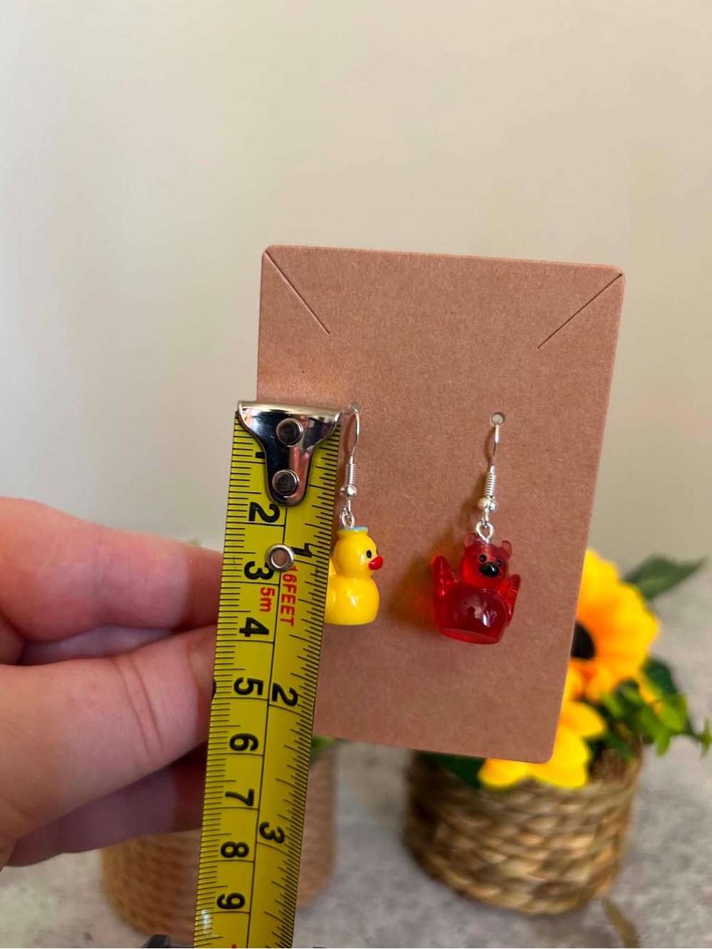 Yellow Duck and Red Bear Kids Dangle Earrings